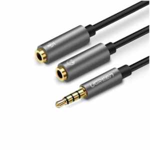 Adapter avdio 3,5 mm mini jack => 2x 3,5mm Ugreen 20cm siva