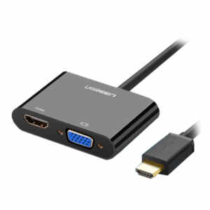 Adapter HDMI (m) => VGA (ž) in HDMI (ž) Ugreen microUSB napajanje 5V 3,5mm 0,30cm