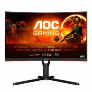 Monitor AOC 68,6 cm (27,0") C27G3U 1920x1080 Curved Gaming 165Hz VA 1ms 2xHDMI DisplayPort 4xUSB3.1 Zvočniki  sRGB118,9% FreeSync Premium G-Sync Compatible
