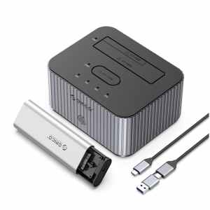 Čitalec diskov USB 3.2 Gen1 => SATA 3,5/2,5/M.2 NVME Docking Station za 2 diska z možnostjo dvosmernega kloniranja Orico siv (IT28E-C)