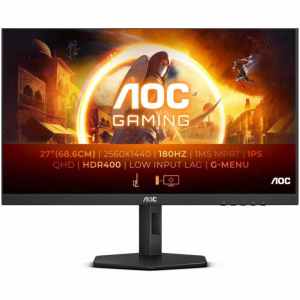 Monitor AOC 68,6 cm (27,0") Q27G4X 2560x1440 Gaming 180Hz IPS 1ms 2xHDMI DisplayPort Pivot Zvočniki  DCI-P3-95% AdaptiveSync G-Sync Compatible HDR400 G4 Series