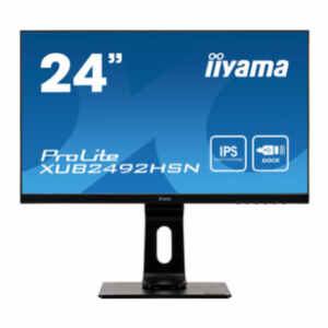 Monitor Iiyama 59,9 cm (23,6")  XUB2492HSN-B1 1920x1080 75Hz VA 4ms HDMI DisplayPort USB-C 65W 2xUSB3.0 Pivot Zvočniki  RJ45