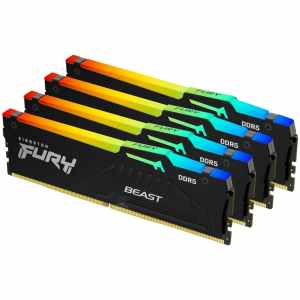 DDR5 128GB 5200MHz CL40 KIT (4x32GB) Kingston RGB Fury Beast XMP3.0 1,25V črna (KF552C40BBAK4-128)