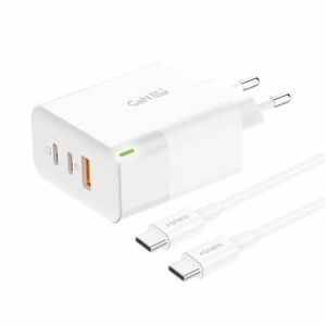 Hišni polnilec 100-240V => 1x USB-A (ž) 2x USB-C 65W GaN QC3.0 PD Foneng GAN65 z USB-C kablom (GAN65 C-C)
