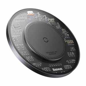 Hišni polnilec brezžični QI Baseus Simple 2 15W USB-C črna (CCJJ050001)