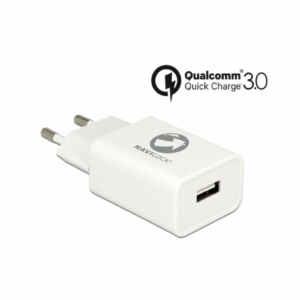 Hišni polnilec 100-240V => 1x USB-A (ž) QC3 za mobilni telefon ali tablični računalnik Navilock - bel (62969)