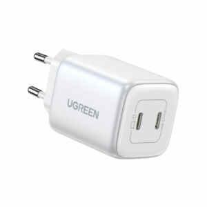 Hišni polnilec 100-240V => 2x USB-C 45W GaN II PD 3.0 Nexode Charger Ugreen CD294 bel (15327)