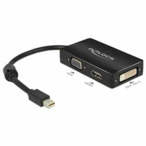 Adapter DisplayPort mini (m) => VGA/HDMI/DVI  (ž) pasivni, črn, DeLock