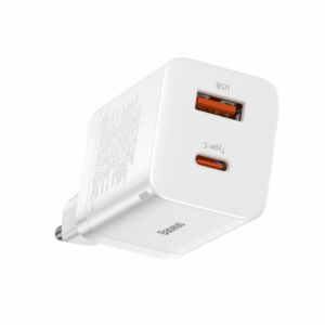 Hišni polnilec 100-240V => 1x USB-A (ž) 1x USB-C 30W za mobilni telefon ali tablični računalnik Baseus Super Si Pro PD3 + QC3 - bel (CCSUPP-E02)