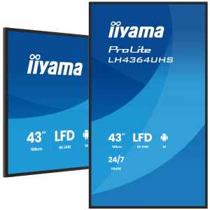 Monitor Iiyama 108 cm (42,5") LH4364UHS-B1AG 3840x2160 Multimedia Android VA 6,5ms 2xHDMI USB-C 15W 2xUSB2.0 Zvočniki 2x10W  RJ45 RS-232 IR ProLite iiSignage2, 24/7 delovanje