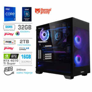 Računalnik MEGA MT S7X GAMER i9-14900KF/RTX4070Ti Super/32GB-DDR5/2TB-4.0/750W/Brez OS/črna RGB
