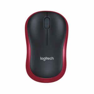 Miška Logitech M185 Wireless, nano, optična, rdeča