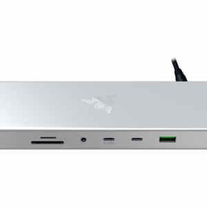 Priključna postaja USB-C Razer USB 4 Dock Mercury, 14 v 1, 5xUSB-A, 3xUSB-C, HDMI, DP,  RJ45, AUX, mSD/SD, srebrna