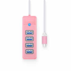 USB-C hub s 4-vhodi, USB 3.0, 0.15m, roza, ORICO PW4U-C3-015