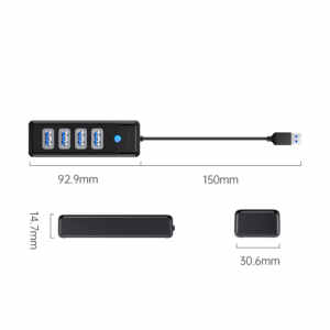 USB-C hub s 7 vhodi, 7x USB-A 3.2 Gen1, 5Gbps, črn, ORICO M3U3-7A-10