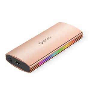 Zunanje ohišje za M.2 NVMe 2230-2280 v USB3.2 Gen2 Type-C, 10Gbps, RGB, aluminij, zlato-roza, ORICO M2R2-G2