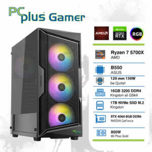 PCPLUS Gamer Ryzen 7 5700X 16GB 1TB SSD RTX 4060 8GB RGB gaming namizni računalnik