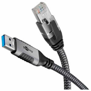 GOOBAY USB-A 3.0 na RJ45 2m CAT 6 črn/siv mrežni povezovalni kabel