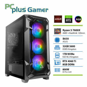 PCPLUS Gamer Ryzen 5 7600X 32GB 1TB SSD RTX 4060Ti 8GB gaming namizni računalnik
