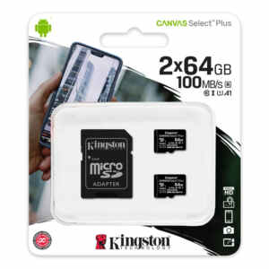 KINGSTON Canvas Select Plus microSD 2x64GB Class10 UHS-I SD adapter (SDCS2/64GB-2P1A) spominska kartica in adapter