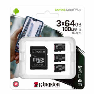 KINGSTON Canvas Select Plus microSD 3x64GB Class10 UHS-I SD adapter (SDCS2/64GB-3P1A) spominska kartica in adapter