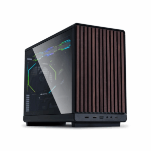 Računalniško ohišje Lian Li DAN Cases A3 Wood, kaljeno steklo, Micro-ATX, črno