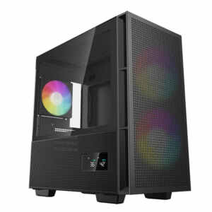 Računalniško ohišje DeepCool CH360 Digital, Micro-ATX, ARGB, LCD, kaljeno steklo, črno