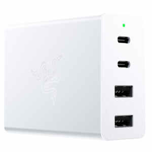 Stenski polnilec Razer 4-port USB-C 130W GaN, 2x USB-C PD 100W, 2x USB-A, bel