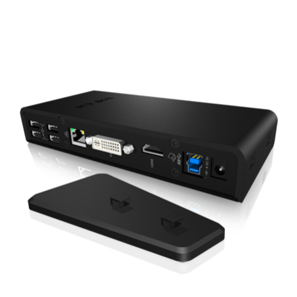 Priklopna postaja USB-A =>Icy Box IB-DK2241AC HDMI DVI 4xUSB2.0, 3xUSB3.0 1xLAN 2x3,5mm (20850)