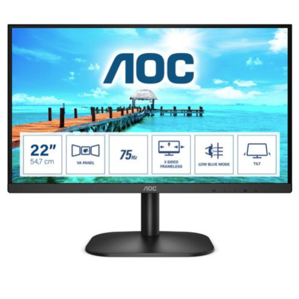 Monitor AOC 54,6 cm (21,5") 22B2H 1920x1080 VA 6,5ms VGA HDMI 3H sRGB98%