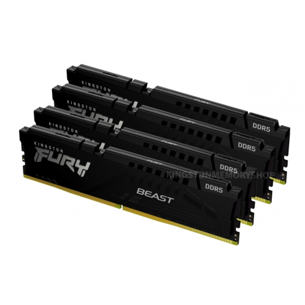 DDR5 128GB 5600MHz CL40 KIT (4x32GB) Kingston Fury Beast Black 1,25V Fury črna (KF556C40BBK4-128)