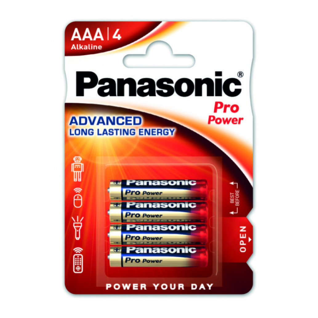 Baterijski vložek Alkalni 1,5V AAA/LR03 4 kos Panasonic PRO Power (LR03PPG/4BP)