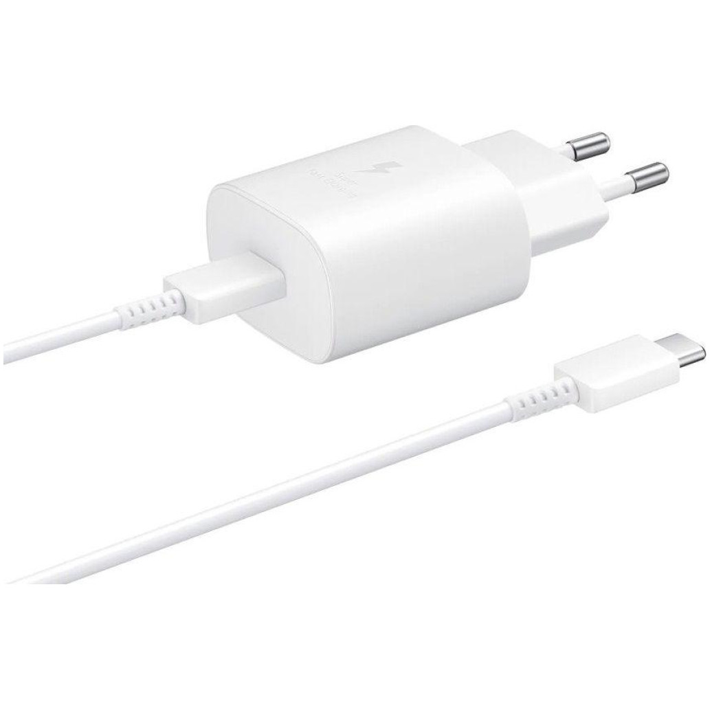 Hišni polnilec Samsung 25W EP-TA800 220V => USB-C + kabel USB-C 1m bel (EP-TA800XWEGWW)