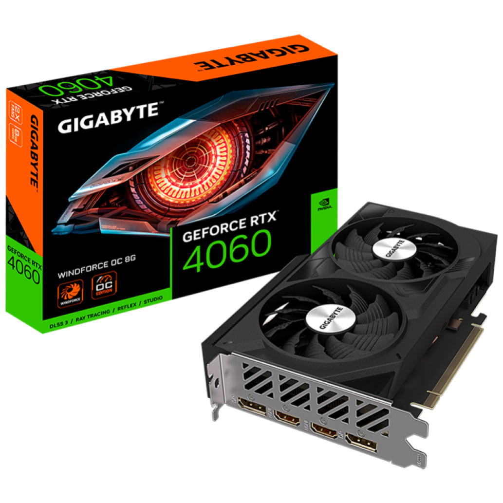 Grafična kartica nVidia RTX4060 GigaByte Windforce OC Dual - 8GB GDDR6 (GV-N4060WF2OC-8GD)