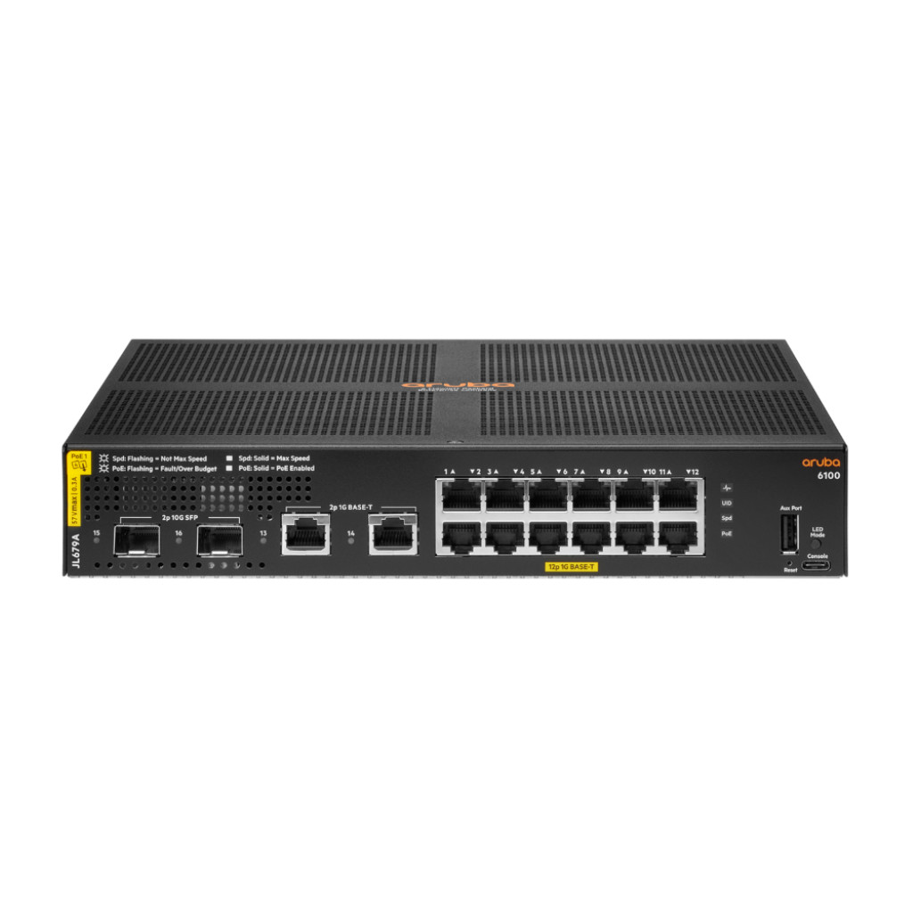 STIKALO 16-PORT 2x SFP+ HPE Aruba 6100 12G Class4 100/1000 PoE+ Managed Rackmount (JL679A)