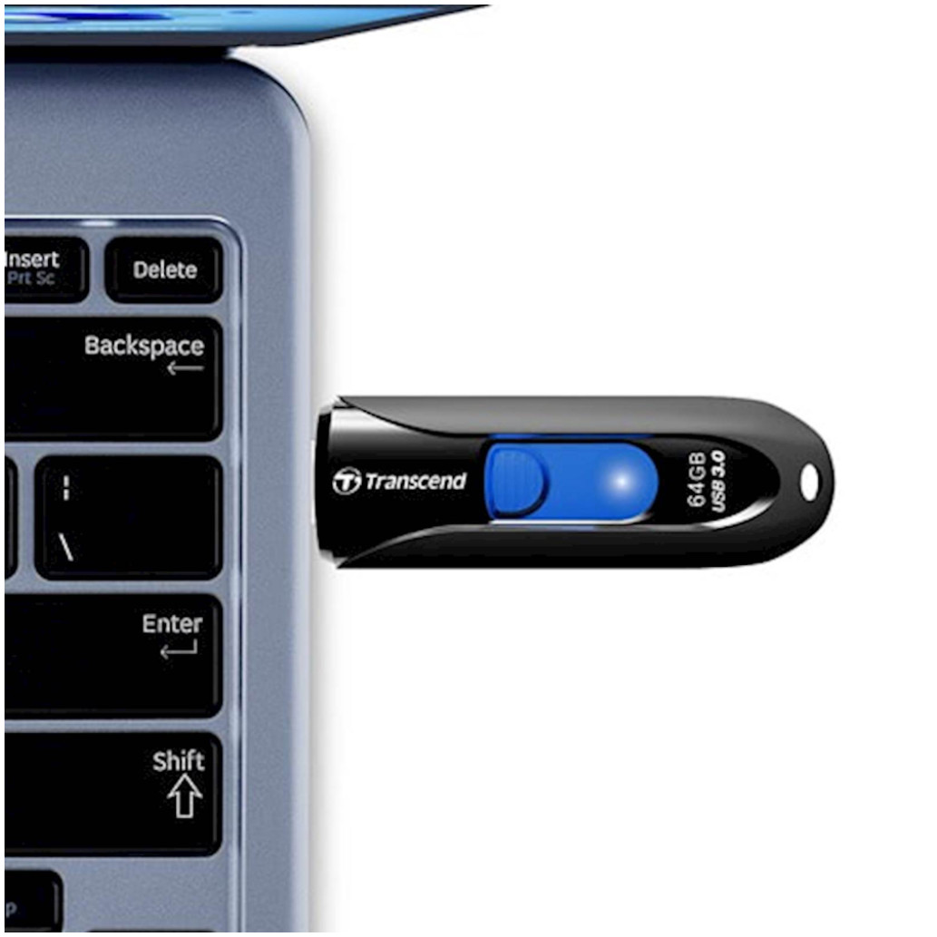 Spominski ključek 64GB USB 3.0 Transcend JF790 90MB/s - plastičen/drsni/črn (TS64GJF790K)