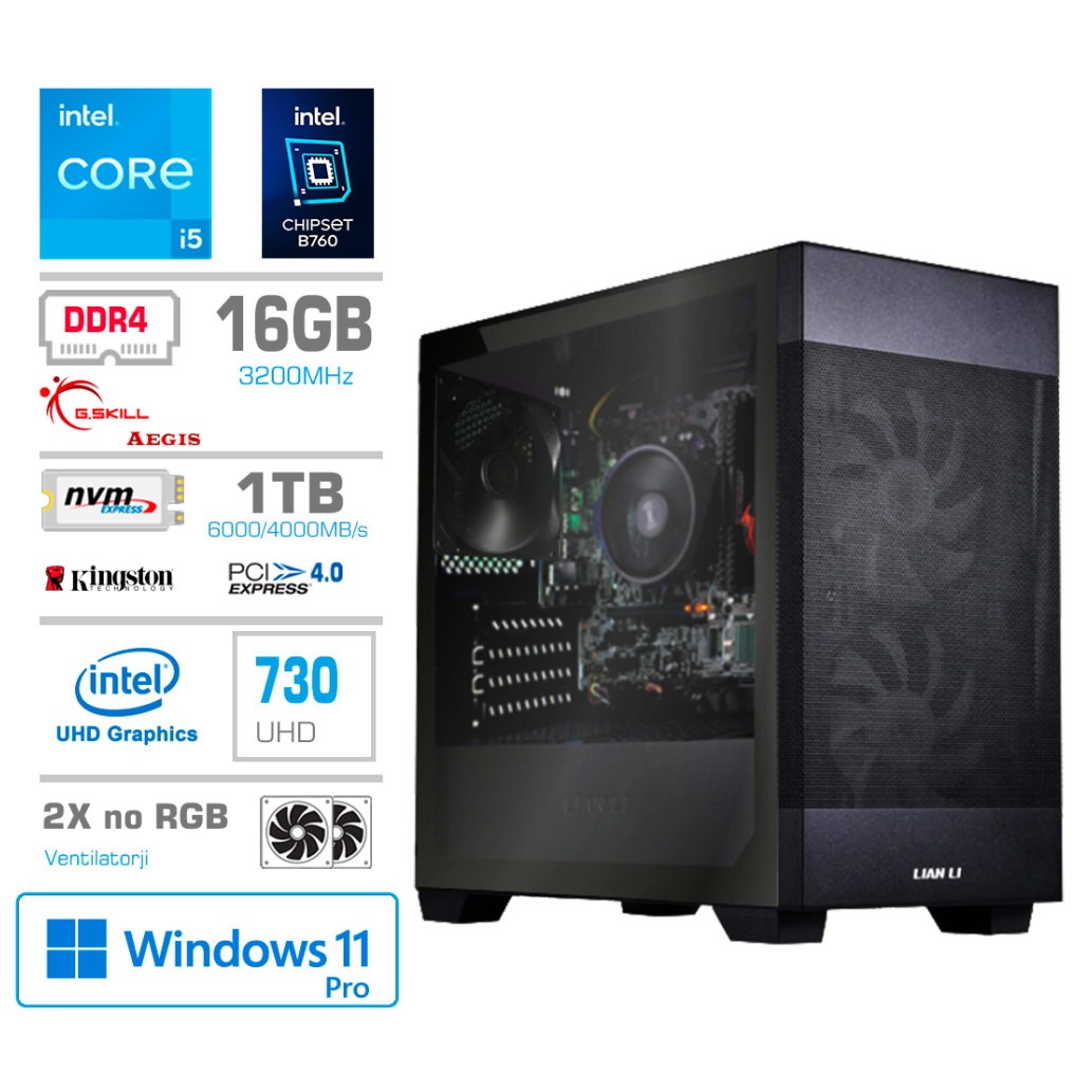 Računalnik MEGA MT S7X BUSINESS i7-13700/Intel 770/16GB/1TB-4.0/750W/Win11Pro/črna