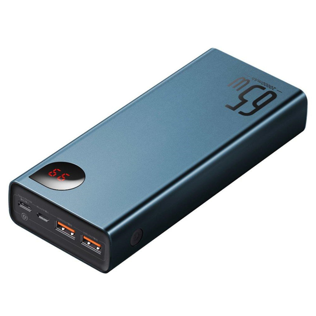 Prenosna baterija Baseus Adaman Metal 20.000mAh PD QC3.0 65W 2xUSB-A 1xUSB-C 1xMicroUSB modra (PPIMDA-D03)