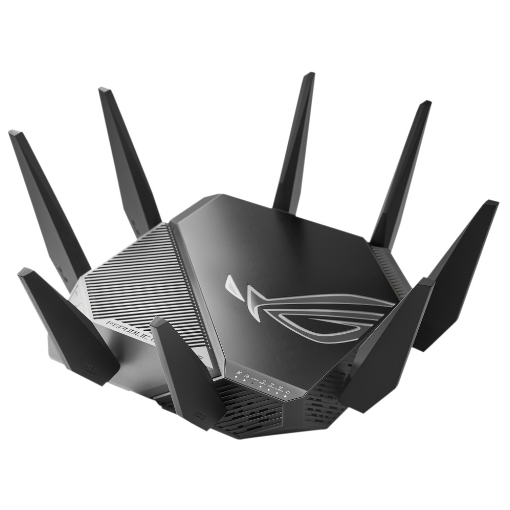 Usmerjevalnik brezžični Asus ROG Rapture GT-AXE11000 WiFi6E 802.11ax AX11000 4804Mbit/s 5G MESH OFDMA triband 1xLAN/WAN2,5GB 4xLAN 8x antena (90IG06E0-MO1R00)