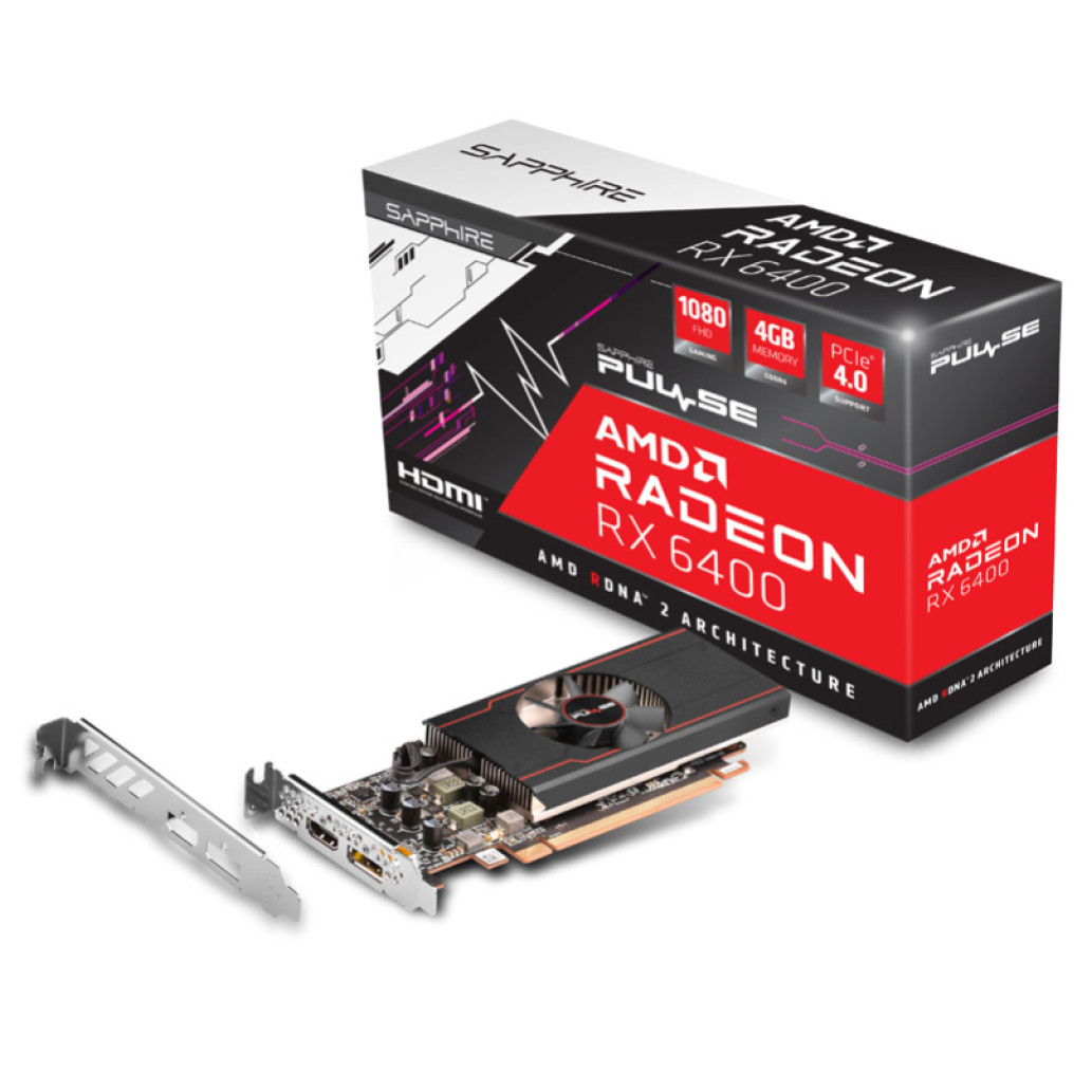 Grafična kartica AMD RX 6400 Sapphire Gaming Pulse - 4GB GDDR6  | 1xDisplayport 1.4a 1xHDMI 2.1a - low profile (11315-01-20G)