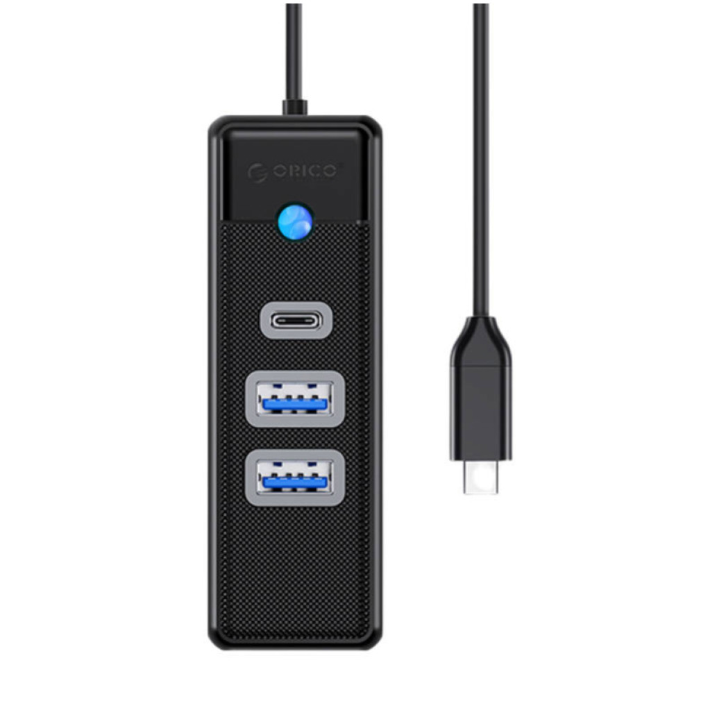 HUB USB-C => 2x USB 3.0 + USB-C Orico 0,15m (PWC2U-C3-015-BK-EP)