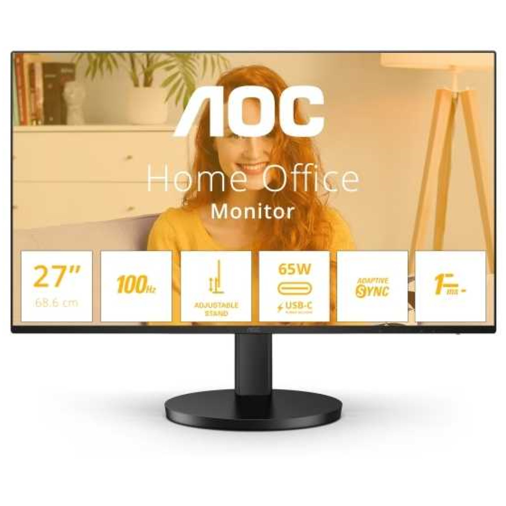 Monitor AOC 68,6 cm (27,0") Q27B3CF2 2560x1440 100Hz IPS 1ms HDMI USB-C 65W 2xUSB3.2 HAS Zvočniki  3H sRGB117% AdaptiveSync DisplayPort VIA USB-C