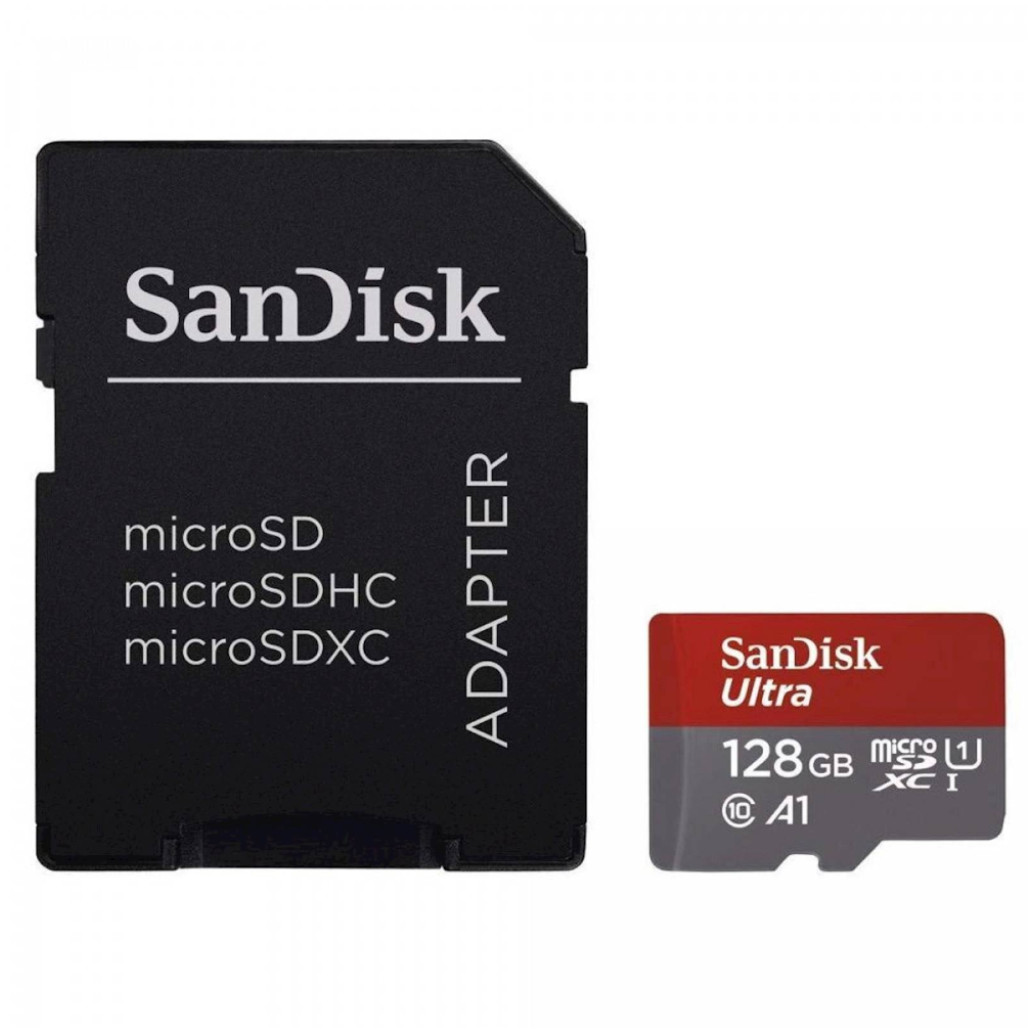 Spominska kartica SDHC-Micro 128GB Sandisk Ultra 140MB/s UHS-I , C10, A1, + adapter (SDSQUAB-128G-GN6MA)