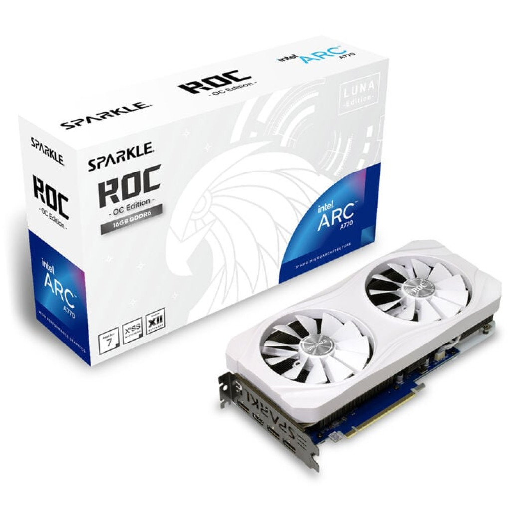 Grafična kartica Intel Arc A770 Sparkle ROC LUNA OC Bela - 16GB GDDR6  | 1xHDMI 2.0b 3xDisplayport 2.0 (SA770RW-16GOC)