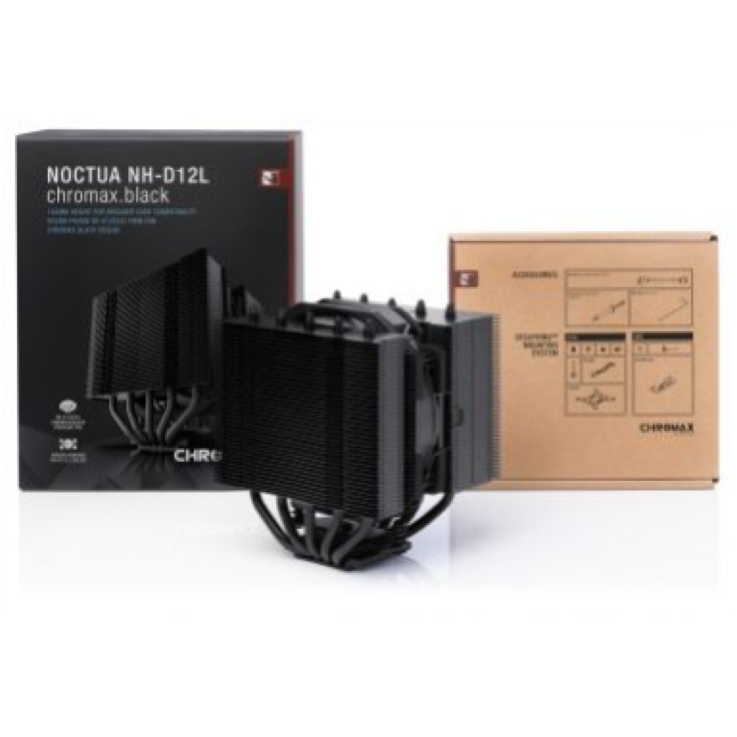 Zračni hladilnik Noctua NH-D12L Chromax Black - 120mm 22,6 dB 145mm črna (NH-D12L chromax.black)