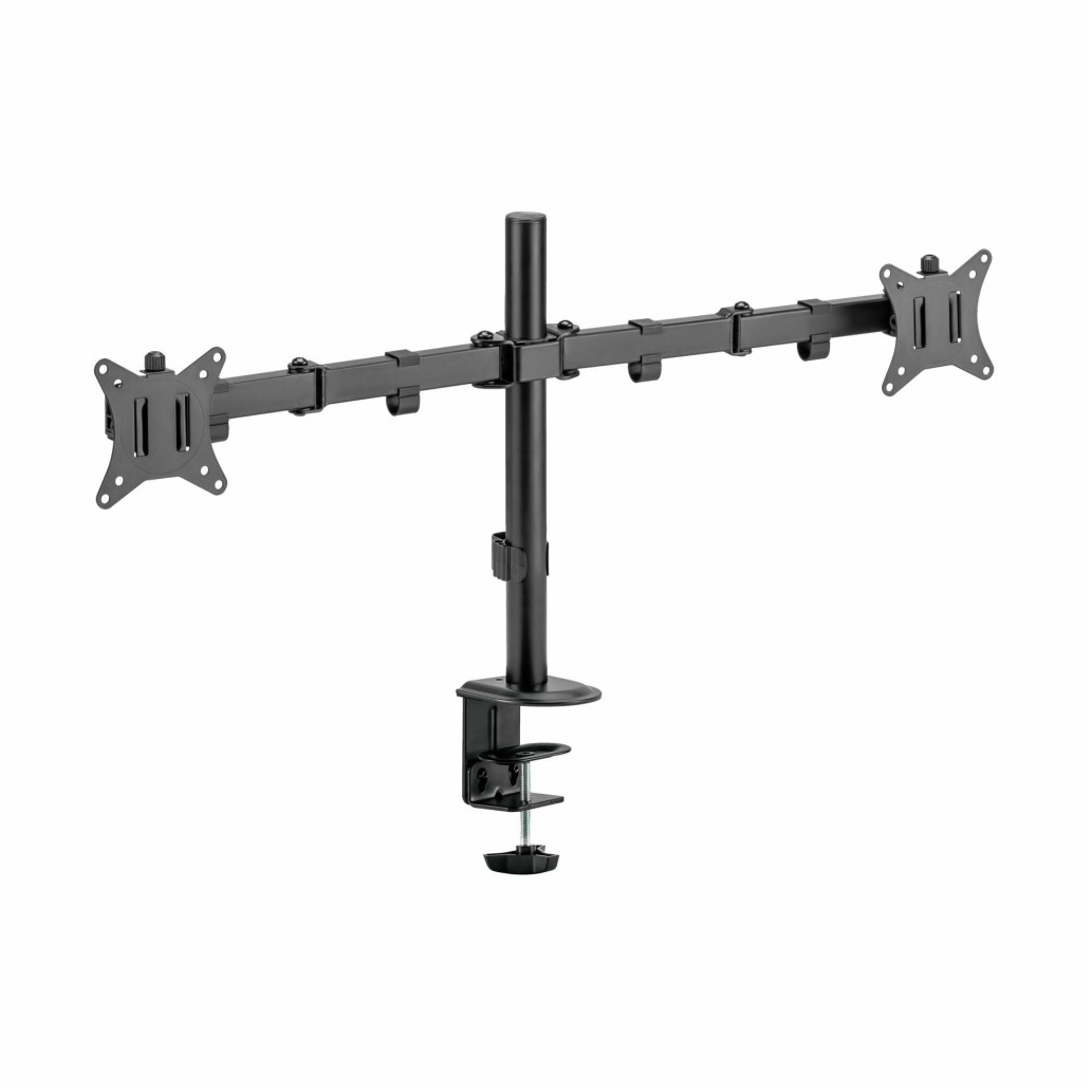 Nosilec za LCD monitor dvojni 43 - 82 cm (17"-32") do 9kg na roko - pritrditev na rob mize SBOX črn (LCD-352/2-2)