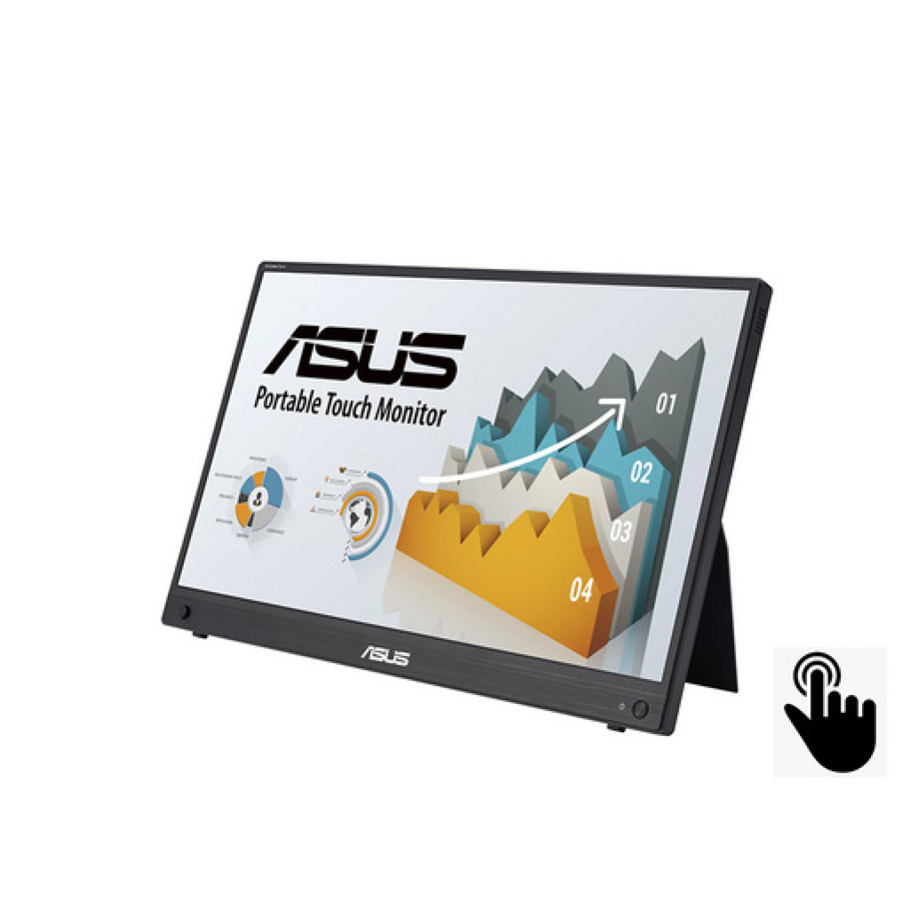 Monitor Asus 39,6 cm (15,6") MB16AHT 1920x1080 60Hz IPS 5ms Mini-HDMI 2xUSB-C Touch 10-točkovni Zvočniki  ZenScreen ergo nastavek za stojalo