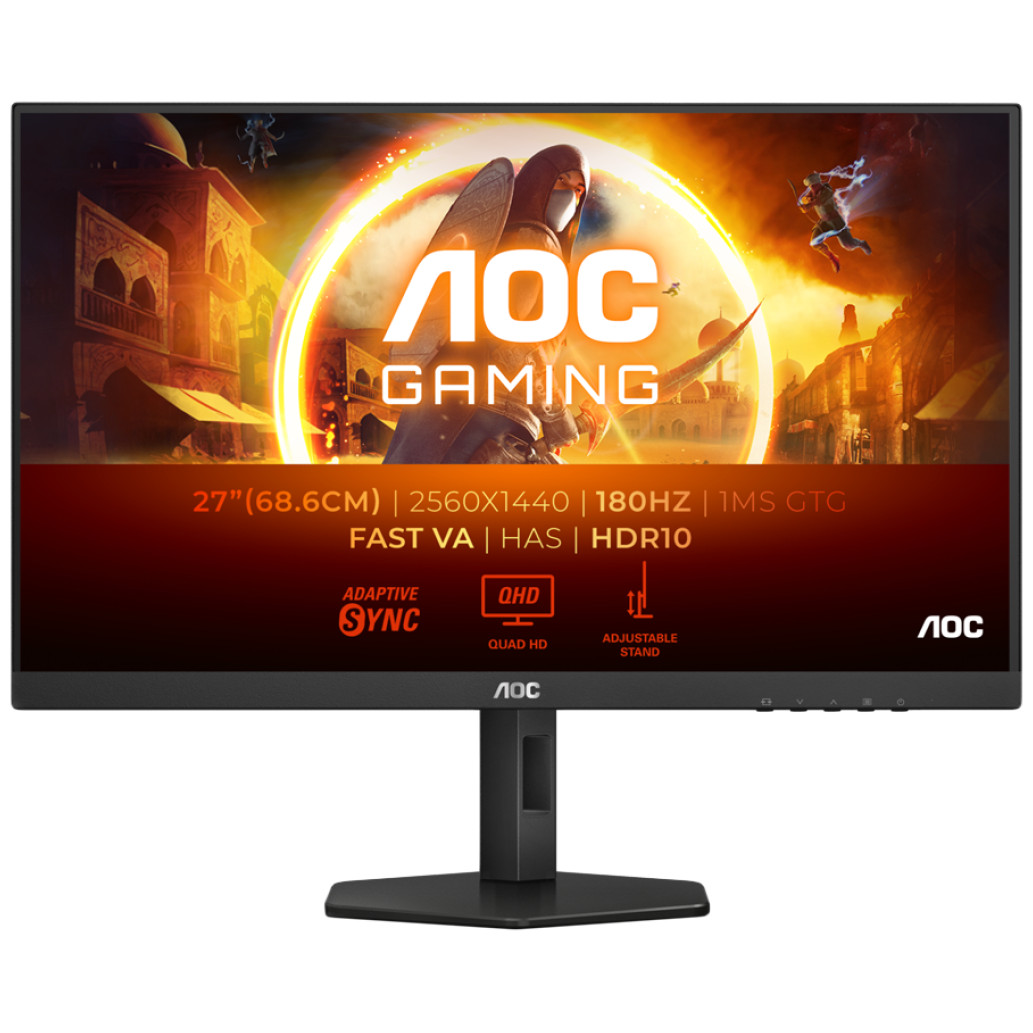 Monitor AOC 68,6 cm (27,0") Q27G4XN 2560x1440 Gaming 180Hz Fast-VA 5ms 2xHDMI DisplayPort Pivot  sRGB127,8% AdaptiveSync FreeSync Premium HDR10 G4 Series