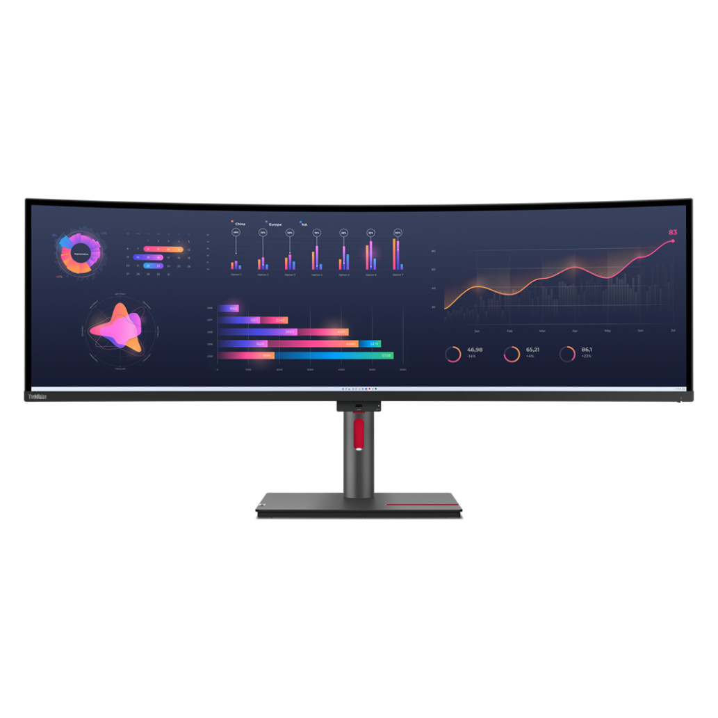 Monitor Lenovo 124,5 cm (49,0") P49w-30 5120x1440 Curved IPS 4ms 2xHDMI DisplayPort 2xThunderbolt4 100W 4xUSB3.2 USB-C-Out HAS Zvočniki 2x5W  DCI-P3-98% RJ45 KVM HDR10 ThinkVision